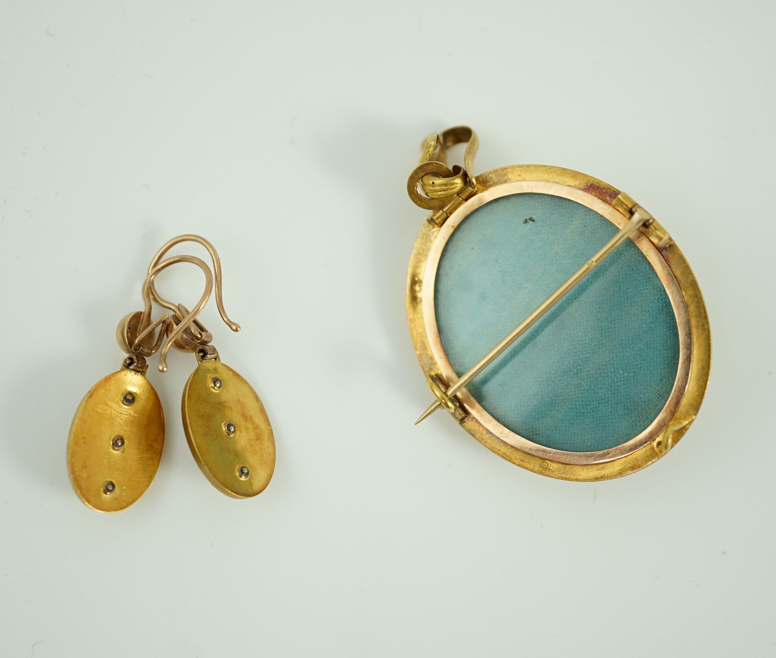 A late 19th century Austro-Hungarian 14k gold and turquoise set demi parure